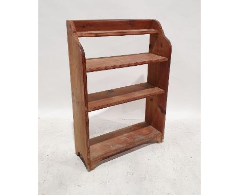 20th century pine three-shelf case, 92.5cm x 64.5cm x 22.5cm