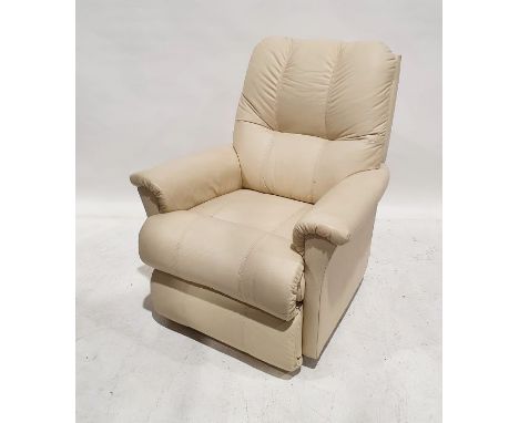 La-Z-Boy manual reclining armchair in cream leather upholstery 