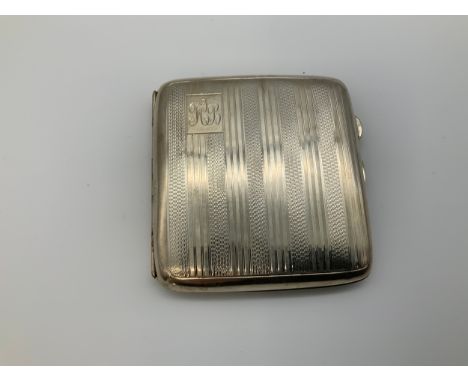 Silver Cigarette Case with Engine Turned Decoration - 74g 