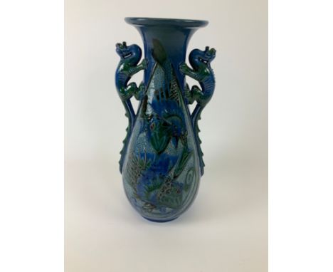 Barnstaple Art Pottery -&nbsp;C H Brannam Frederic Braddon Dragon Handle Vase - 44cm High - From the Collection of the Late B