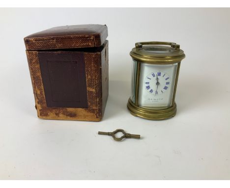 Antique Chiming Carriage Clock c1890 with Original Moroccan Leather Travel Case - by G.H. Lee &amp; Co of Liverpool - Seen Wo