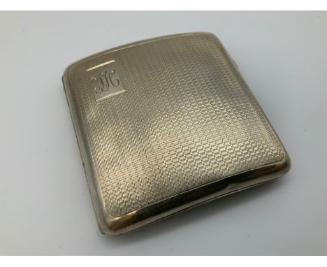 Silver Cigarette Case with Engine Turned Decoration - 68g 