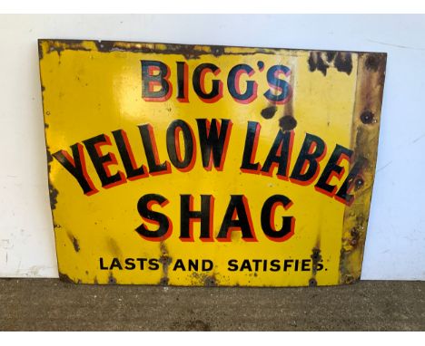 Enamel Sign - Biggs Yellow Label Shag - 192cm x 76cm 