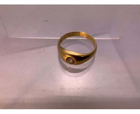 Gents 18ct Solitaire Diamond Ring - Size R - 5.1g 