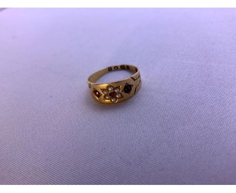 18ct Gold Gypsy Ring - Size O - 3.2g 