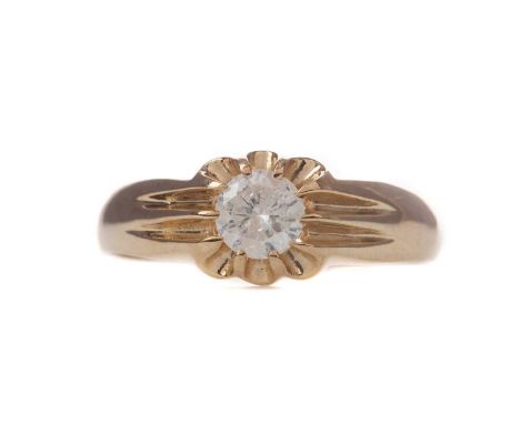 DIAMOND GYPSY RING,set with a round brilliant cut diamond of approximately 0.51 carats, in nine carat gold, size R, 3.2g