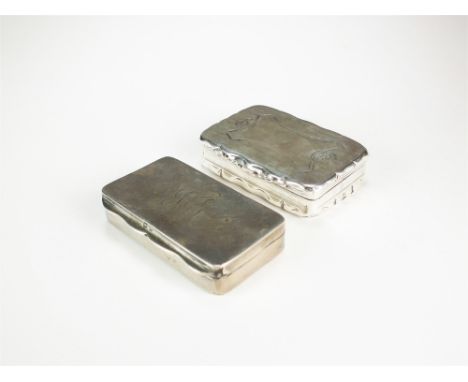 A silver snuff box, Edward Smith, Birmingham 1857, 6.4cm wide, together with a further silver snuff box, Robert Pringle &amp;