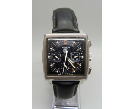 A gentleman's stainless steel Tag Heuer Monaco automatic chronograph wristwatch, on original strap with Tag Heuer deployment 