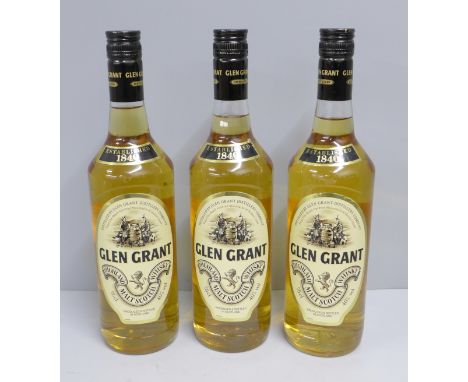 Three bottles of Glen Grant Highland Malt Scotch Whisky 