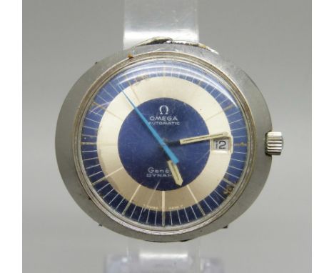 A gentleman's Omega automatic Dynamic date wristwatch with sweep blue second hand 