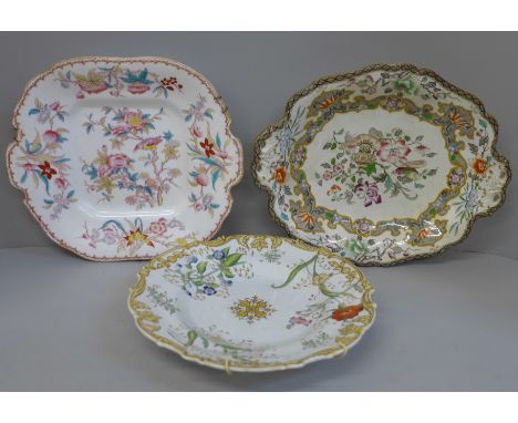 Three antique plates; 1850's Minton, circa 1835 Charles Meigh and one other 