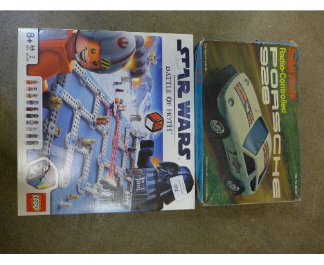 Star Wars Lego, a Radio Shack vintage Porsche 928 RC car and a Santa's Express Delivery Set