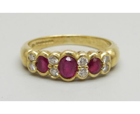 An 18ct gold, ruby and diamond ring, 4.8g, Q 