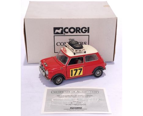 Corgi, The Concours Collection 99594 1:18 scale Mini Cooper Rally. Condition generally appears to be Excellent (would benefit