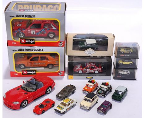Onyx, Bburago, Corgi &amp; similar, a boxed &amp; unboxed mix scale vehicle group, mostly comprising of Mini &amp; rally cars