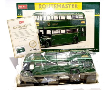 Sun Star, a boxed 1:24 Scale 2912 RMC 1469-469 The Green Line Routemaster Coach. Condition appears to be Excellent to Near Mi