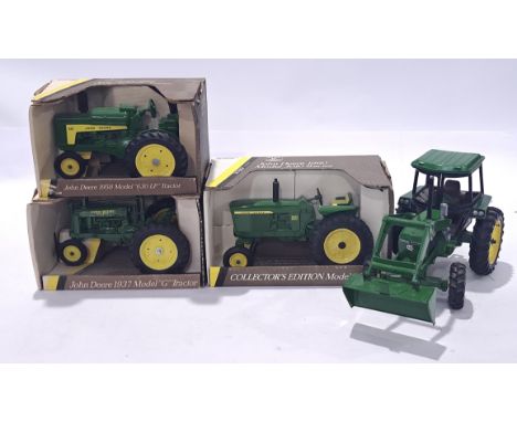 ERTL, a John Deere Tractor group to include #5590, #5635 and similar. Conditions generally appear Near Mint in generally Fair