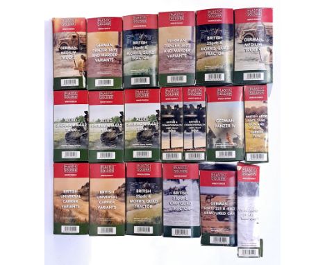 Plastic Soldiers, a mixed boxed group of 1/72 and similar scale Tanks and Trucks. Not checked for completeness or correctness