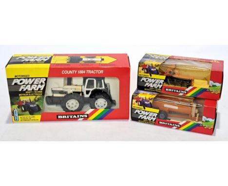 Britains, a 1:32 scale boxed Power Farm trio, to include 9324 - Country 1884 Tractor (engine cover is discoloured), 9342 - Ho
