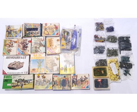 Airfix and similar, a mixed group of Model Figures and mixed group of loose Figures and plastic military items. Not checked f