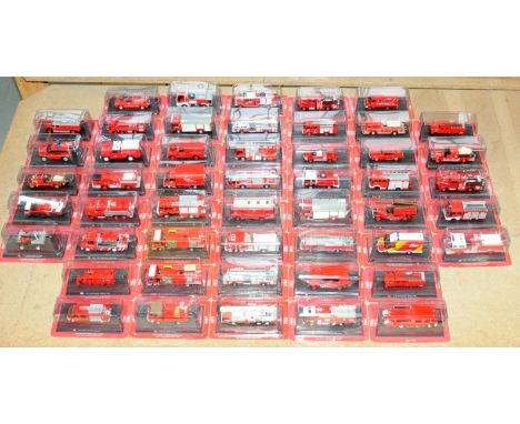 Del Prado, a carded magazine issue mixed scale Fire Service vehicle group, to include some duplication. Conditions generally 