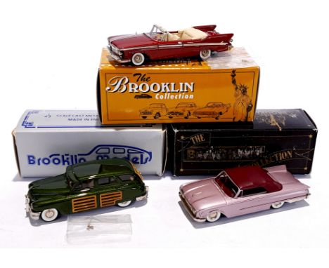 Brooklin Models, a boxed trio, to include BRK.37 1960 Ford Sunliner, BRK43x 1948 Packard Station Sedan Collectors Club Model 