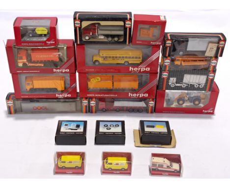 Herpa, a boxed HO/1:87th scale mixed vehicle &amp; accessory group. Although unchecked for completeness, conditions generally