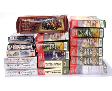 Warhammer, Plastic Soldiers and similar, a mixed boxed group of 1/72 and similar scale Soldiers and Figures. Not checked for 
