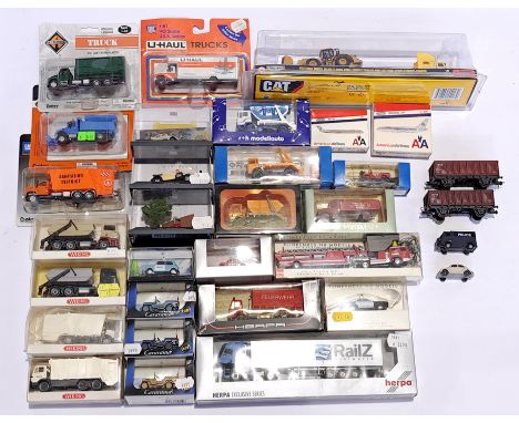 Busch, Wiking, Herpa, Cararama &amp; similar, a boxed and unboxed mixed vehicle &amp; diorama group, comprising mostly of HO/