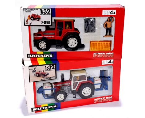 Britains, a boxed 1:32 scale pair, to include 9615 Massey Ferguson tractor and crop spray &amp; 9647 Same 170 Turbo tractor, 