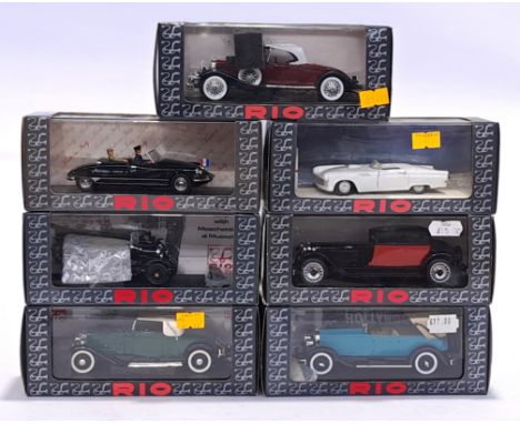 Rio, a boxed 1:43 scale group, to include 4212/P Citroen DS Cabrio 1959 - Djbouti Gen. De Gaulle, 147 Fiat 501 Moshettiere De