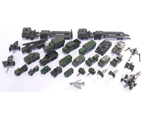 Dinky, Corgi &amp; Solido, an unboxed military vehicle group. Although unchecked for completeness, conditions generally appea