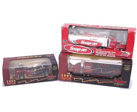 Racing Champions &amp; similar, a boxed Snap-On related vehicle group, to include 1:24 &amp; 1:64 scale vehicle models. Altho