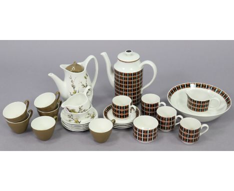 A Midwinter fifteen-piece coffee service of white ground &amp; with multi-coloured autumn-leaf decoration; &amp; a ditto “Dia