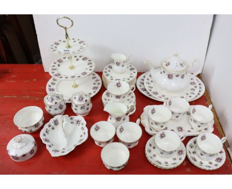 A Royal Albert bone china “Sweet Violet” forty-three piece extensive part dinner &amp; tea service. 