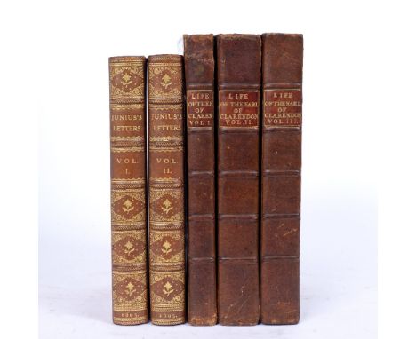 JUNIUS, Letters, Stat Nominus Umbra. 2 vols. printed by T. Bensley for Vernon and Hood, London 1805, with portrait frontispie