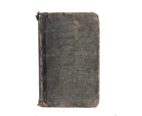AN EARLY 19TH CENTURY MANUSCRIPT COMMONPLACE BOOK with a miscellany of entries on c129pp. in an untidy long hand. possibly by