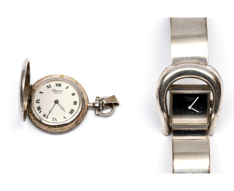 Chopard, een zilveren dames design polshorloge, jaren '70, quartz. Hierbij, Chopard, zilveren remontoirhorloge, jaren ' 70. M