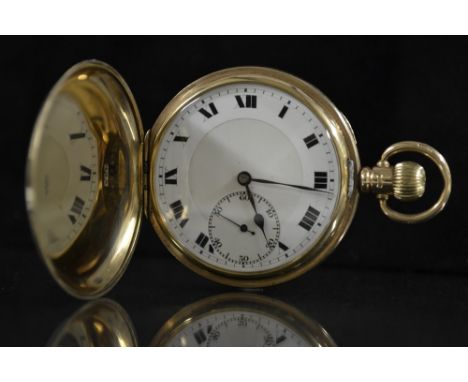 A George V Nirvana Watch Company 9ct gold hunter cased pocket watch, engraved front cover initialled WS, enclosing a White en