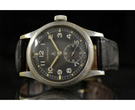 Vertex - a military issue W.W.W wrist watch, black dial, Arabic numerals, luminous baton markers, minute track, subsidiary se