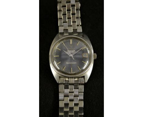 Omega - a constellation chronometer wrist watch, grey dial, baton markers, minute track, centre seconds, date aperture, autom