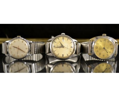 Vintage Watches-  a Summit manual wrist watch, silvered dial, Arabic numerals, minute track, centre seconds, manual movement,