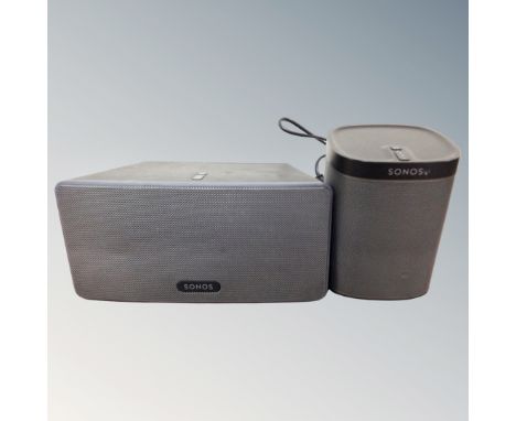 A Sonos two section speaker model Play 1. (2)