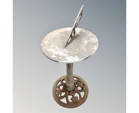 A cast metal garden sundial, height 79cm
