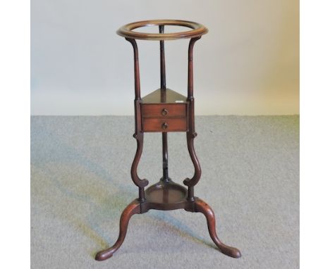A mahogany shaving stand, on a tripod base, 79cm