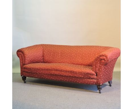 A Victorian red upholstered chesterfield sofa, 200cm