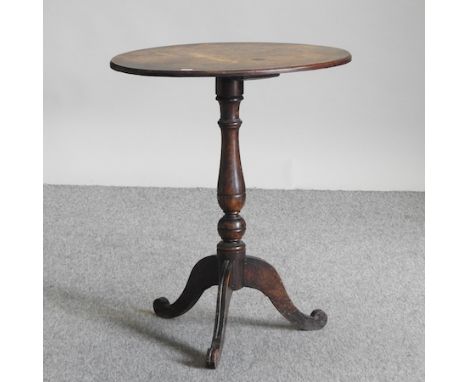 A 19th century oak tripod occasional table, 60 x 43cm