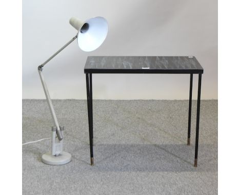 A 1960's tile top coffee table, 64cm, together with a 1950's anglepoise lamp