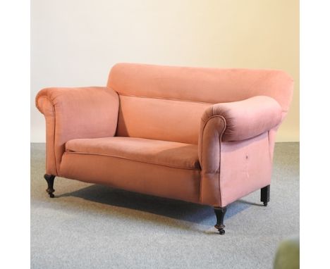 An early 20th century pink upholstered drop end sofa, 153cm