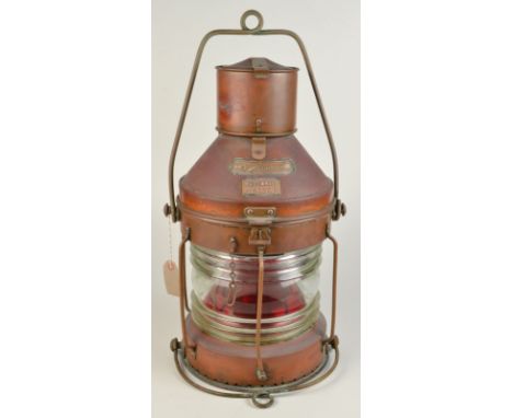 A good 'Not Under Command' copper ship's light by Meteorite, with original oil burner, from the Shell tanker 'Opalia'.